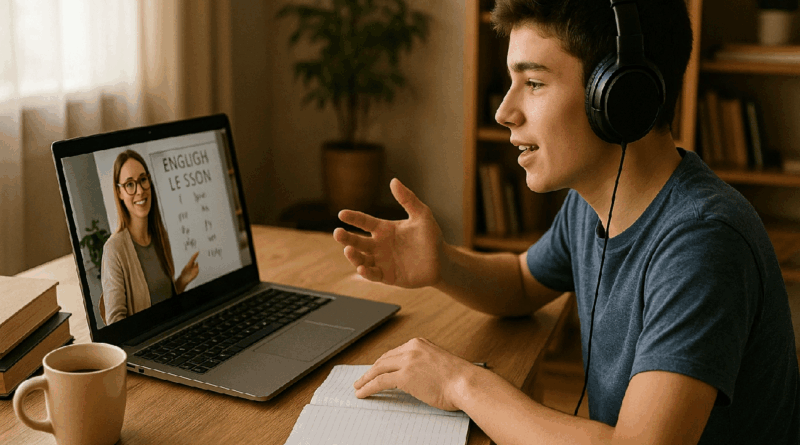 Aluno em Curso de Inglês EAD